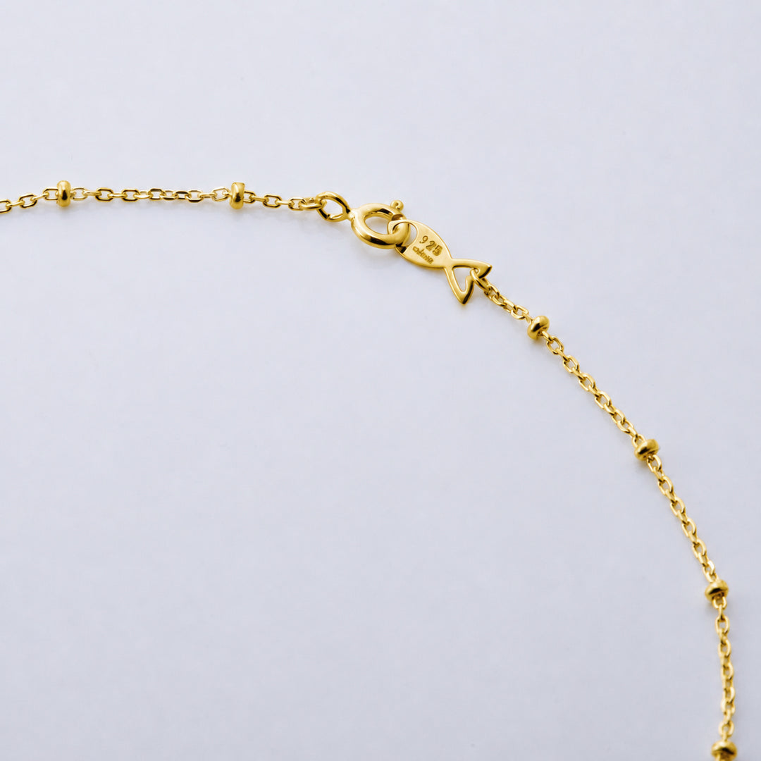 シルバー925 スタッド チェーン ネックレス 60cm（ゴールド）