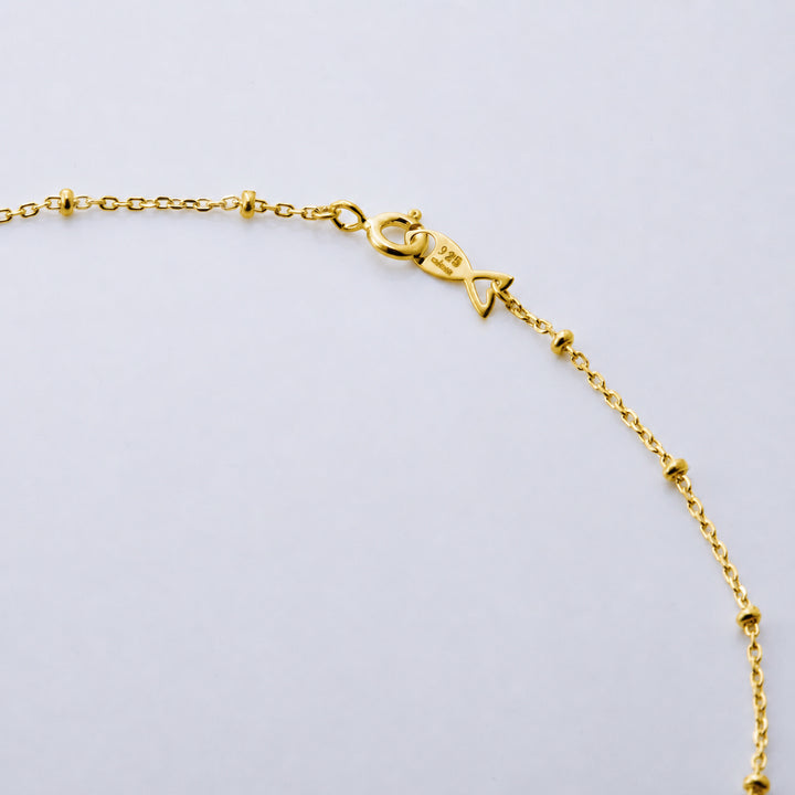 シルバー925 スタッド チェーン ネックレス 60cm（ゴールド）