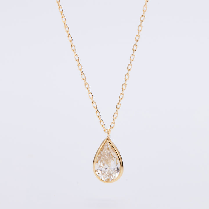 K18YG ダイヤ ペアシェイプカット ゴールド枠 ネックレス（0.8ct）