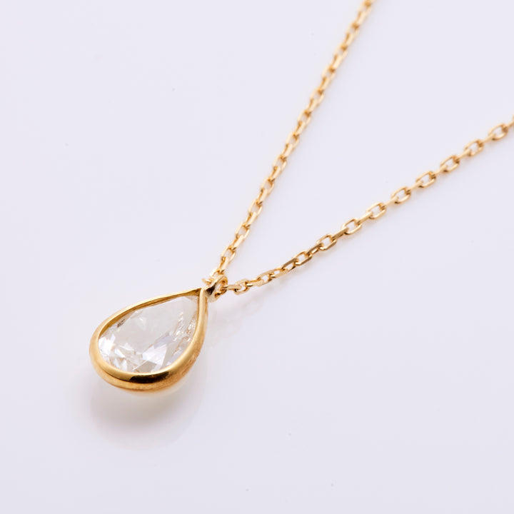 K18YG ダイヤ ペアシェイプカット ゴールド枠 ネックレス（0.8ct）