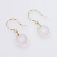 K10YG Rose Quartz Briolette M Earrings