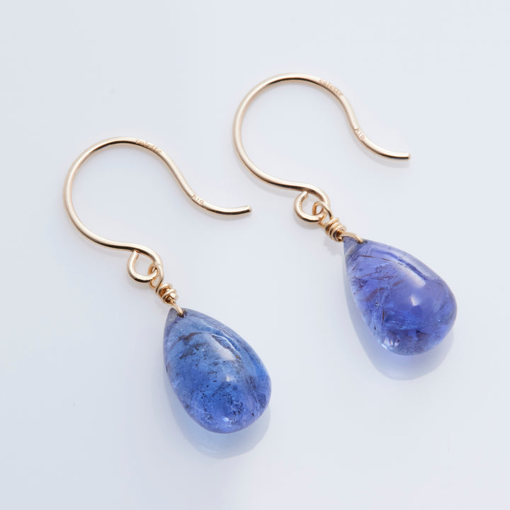 K10YG 1粒 タンザナイト ブリオレット ピアス