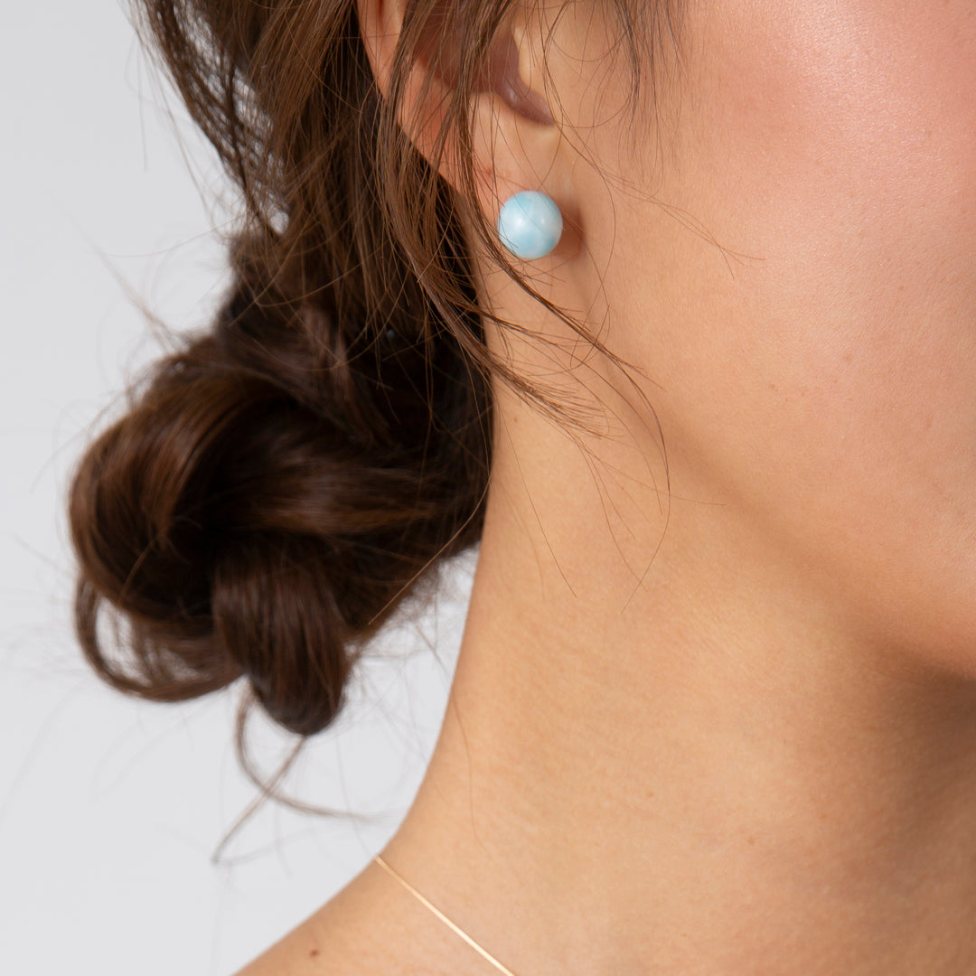 K18YG ラリマー ポストピアス（パールキャッチ）