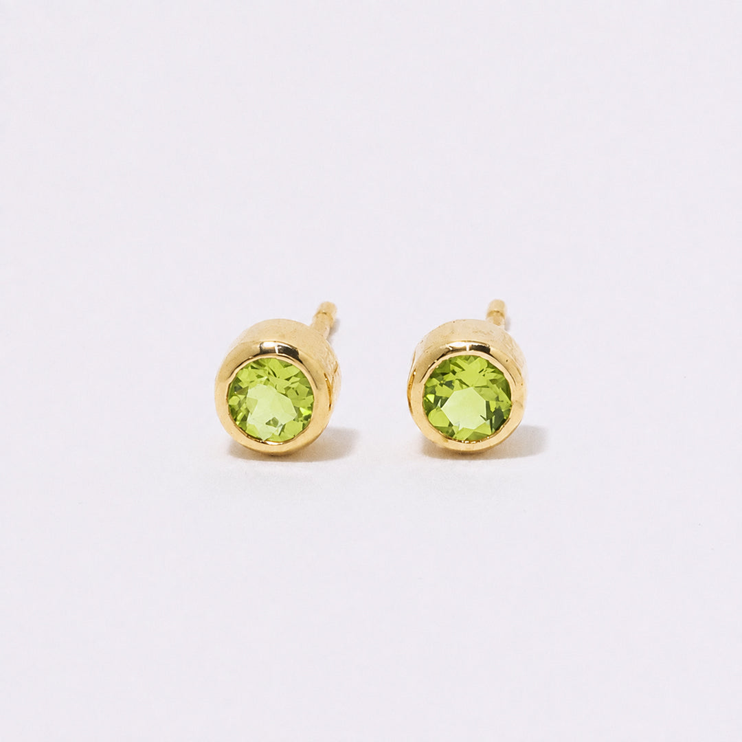 【8月 誕生石】K10YG 1粒 誕生石ピアス ペリドット