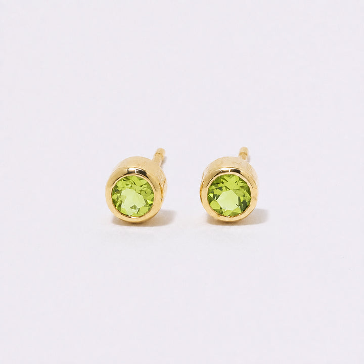 【8月 誕生石】K10YG 1粒 誕生石ピアス ペリドット