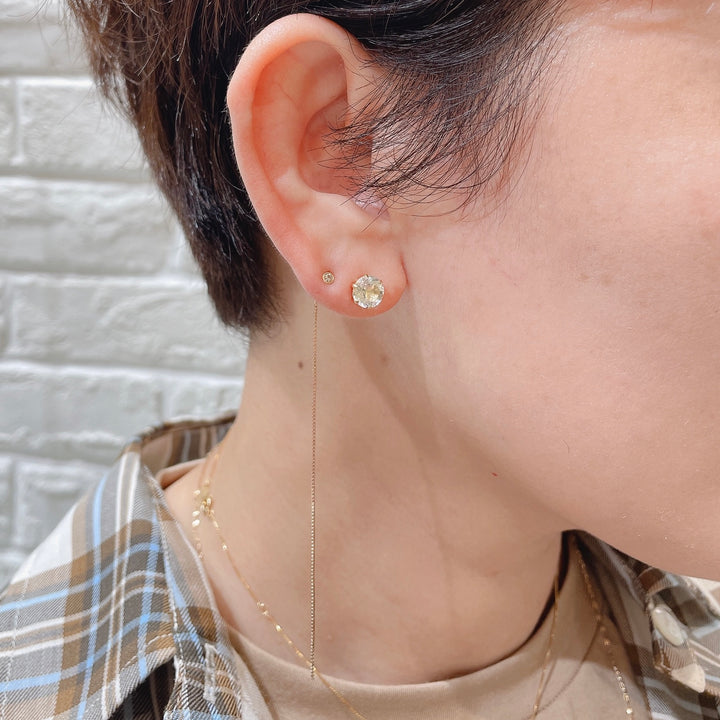 K18YG アクアマリン1粒ポストピアス