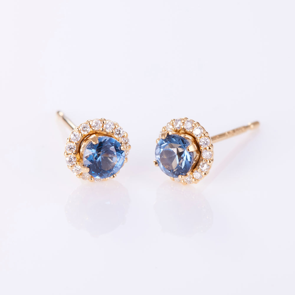 K18YG Spinel Jolifeuille Earrings Blue