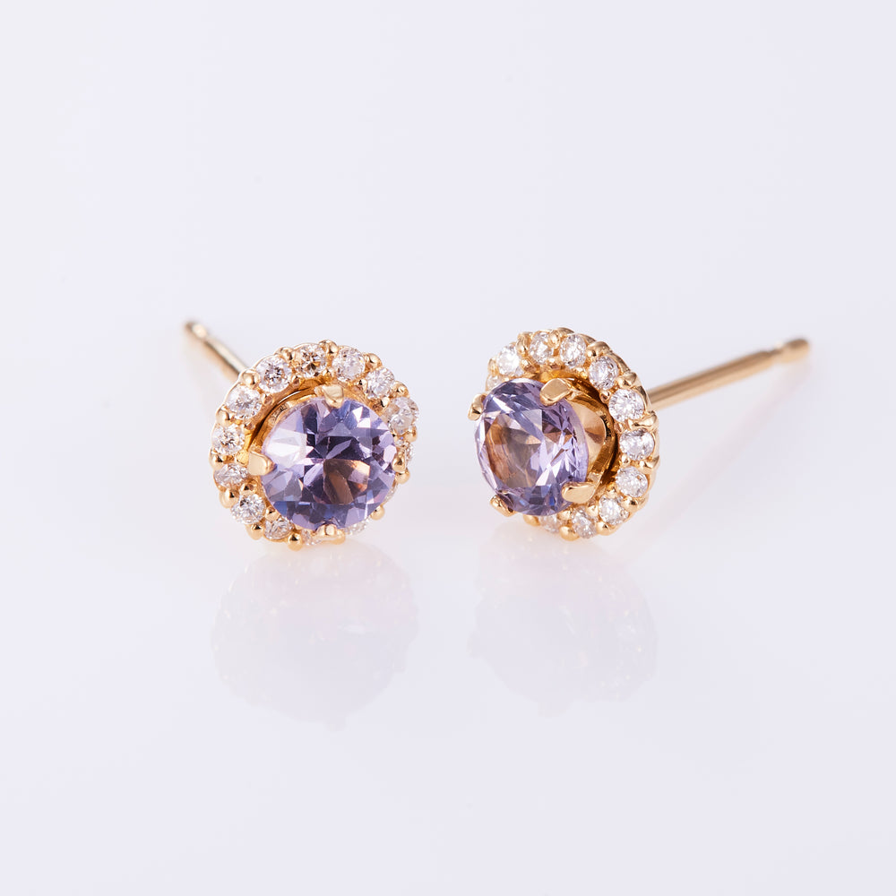 18K Yellow Gold Spinel Jolifeuille Earrings Purple