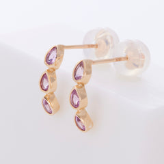 K10YG Rose Tear Pink Sapphire Earrings