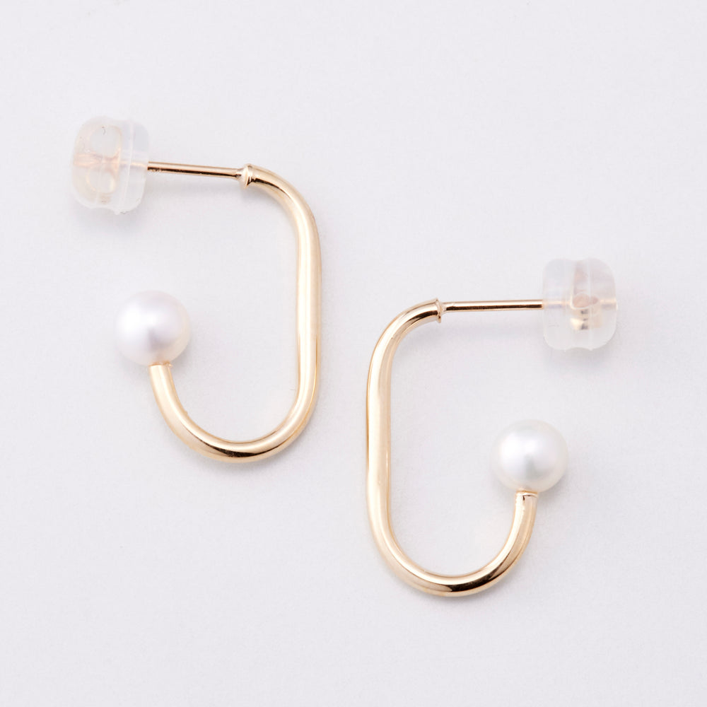 K10YG pearl hoop earrings (oval)