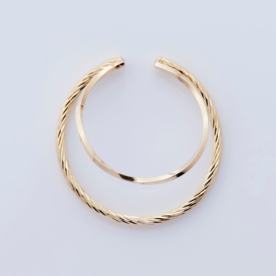 K10YG 2連 イヤーカフ クローラ×ヒネリ