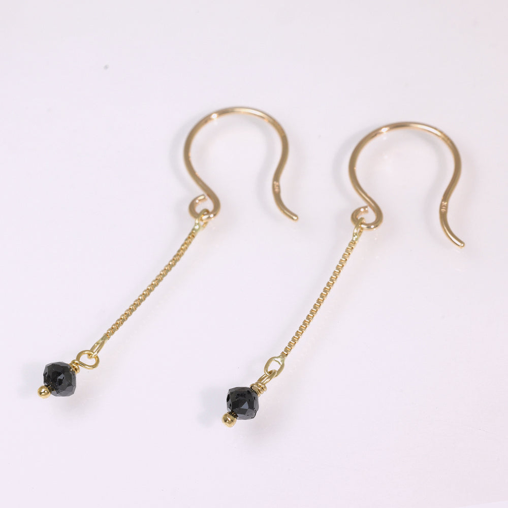 K10YG ブラックダイヤ ショート ピアス
