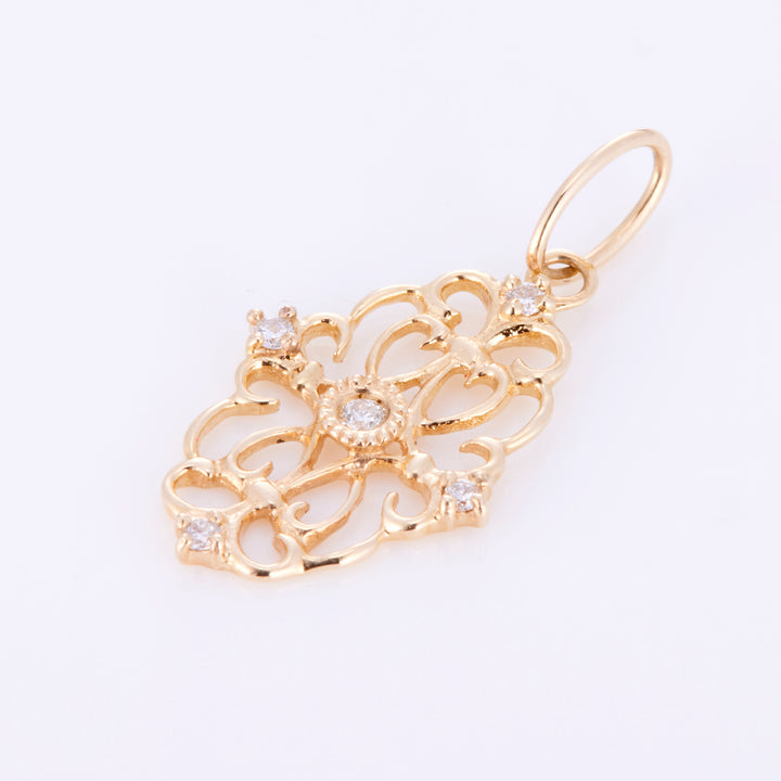 Diamond Sukashi Motif Pendant Top K10YG