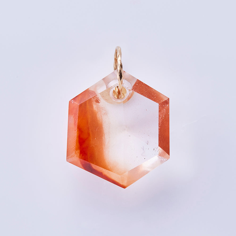K10YG Agate Hexagon Bicolor Pendant Top