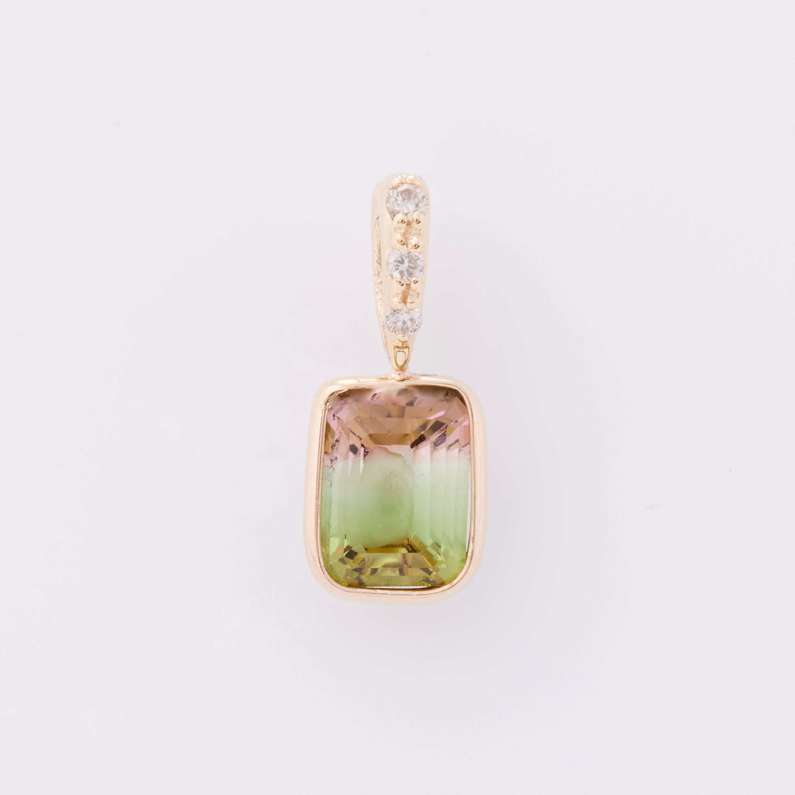 K10YG トルマリン ウォーターメロン バゲット イザベル ペンダント