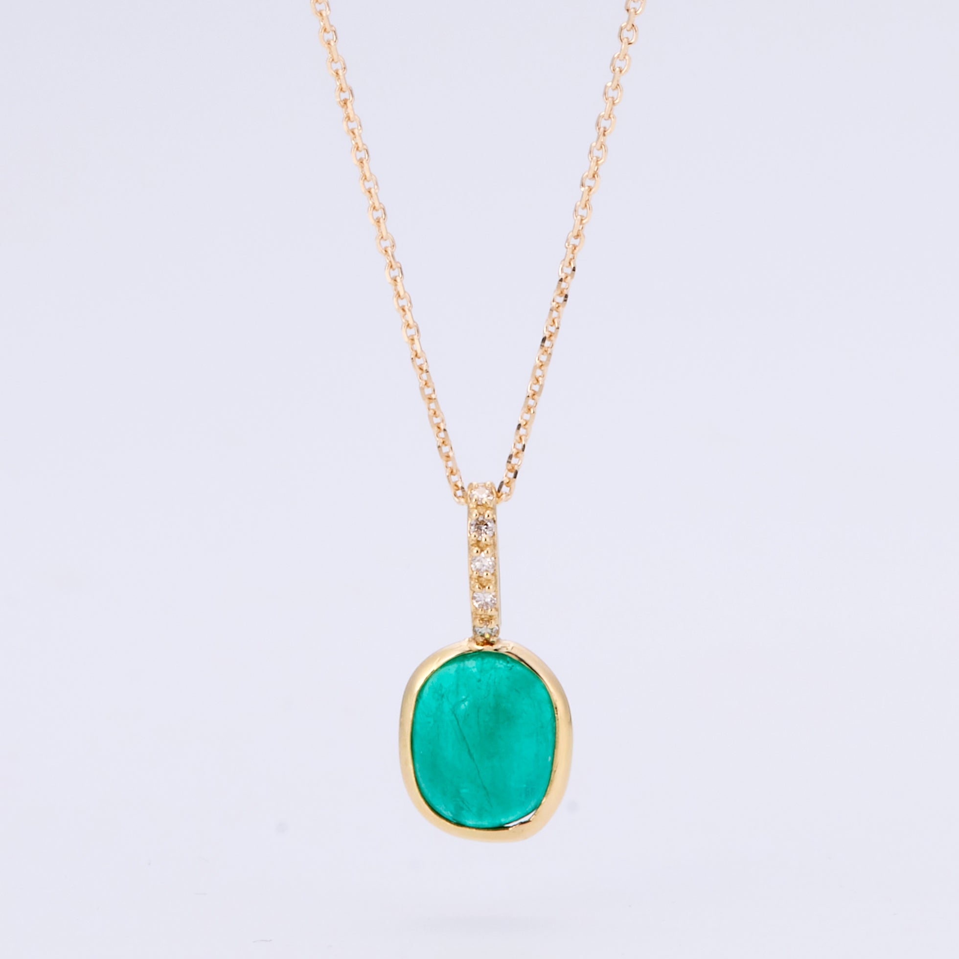 K18YG エメラルド カボション ダイヤ ペンダントトップ – COLETTE GIFT