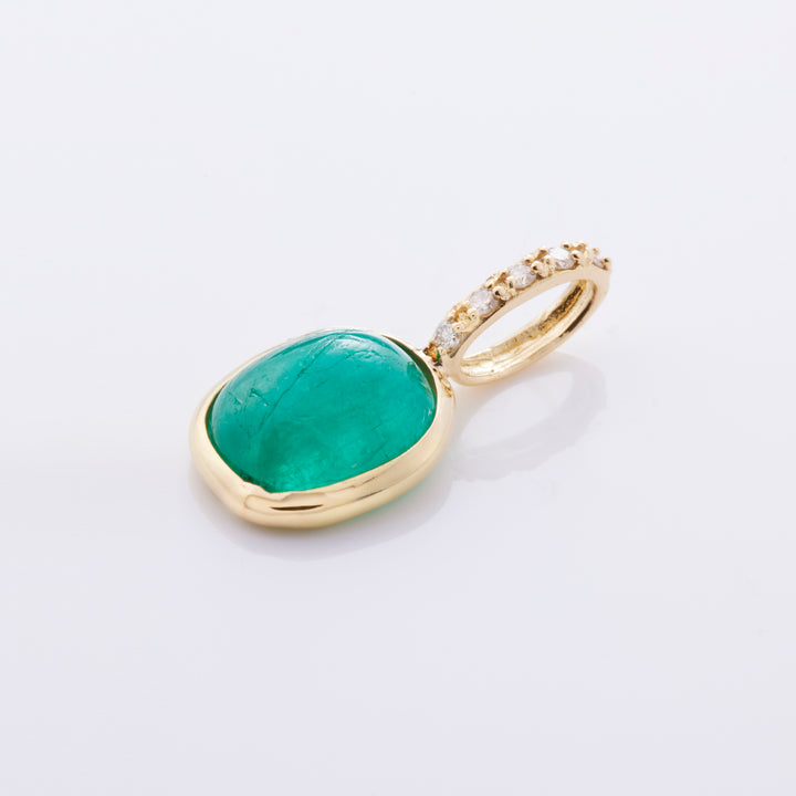 K18YG エメラルド カボション ダイヤ ペンダントトップ