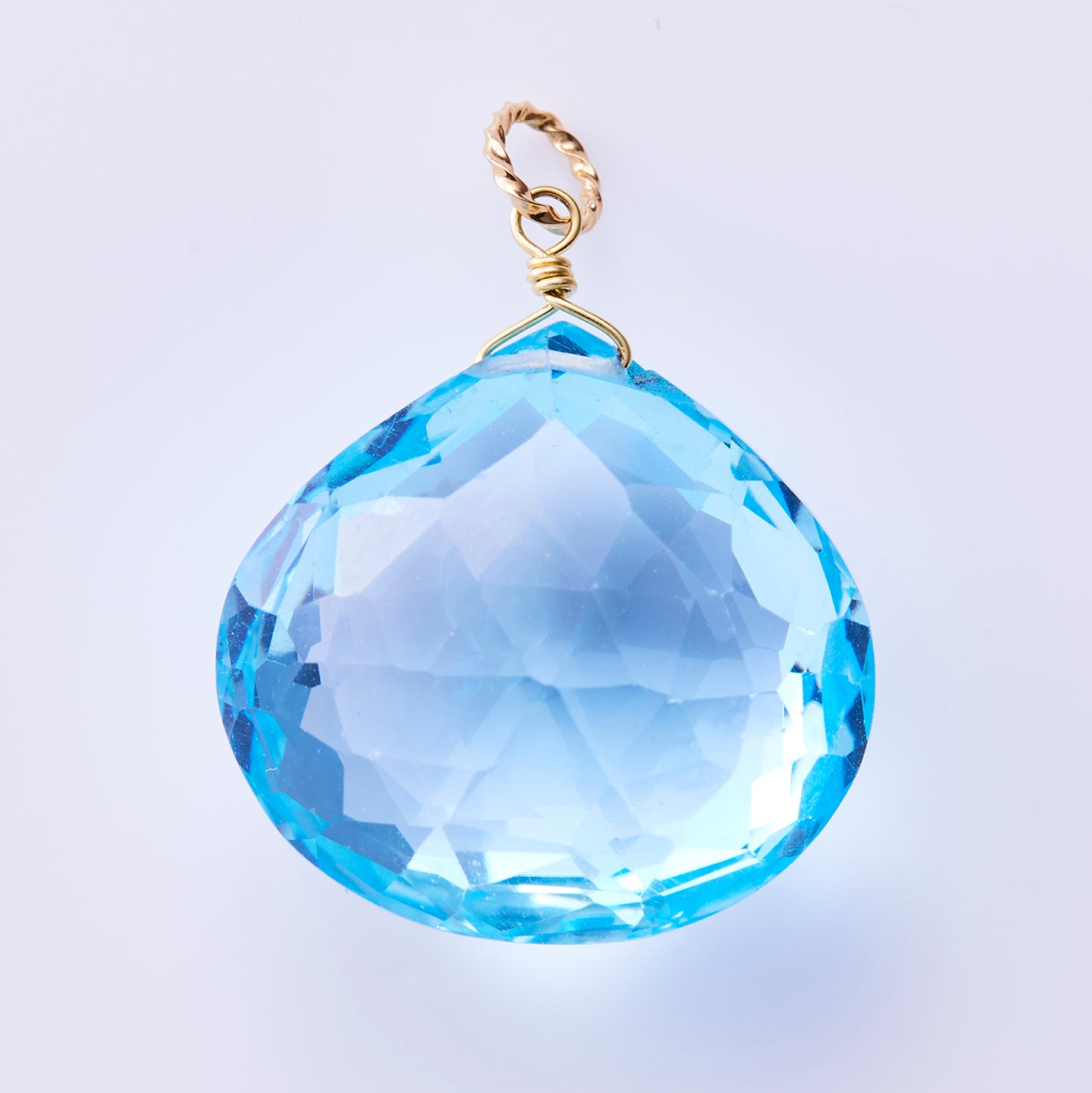 K18YG スイスブルートパーズ マロンカットL ペンダントトップ