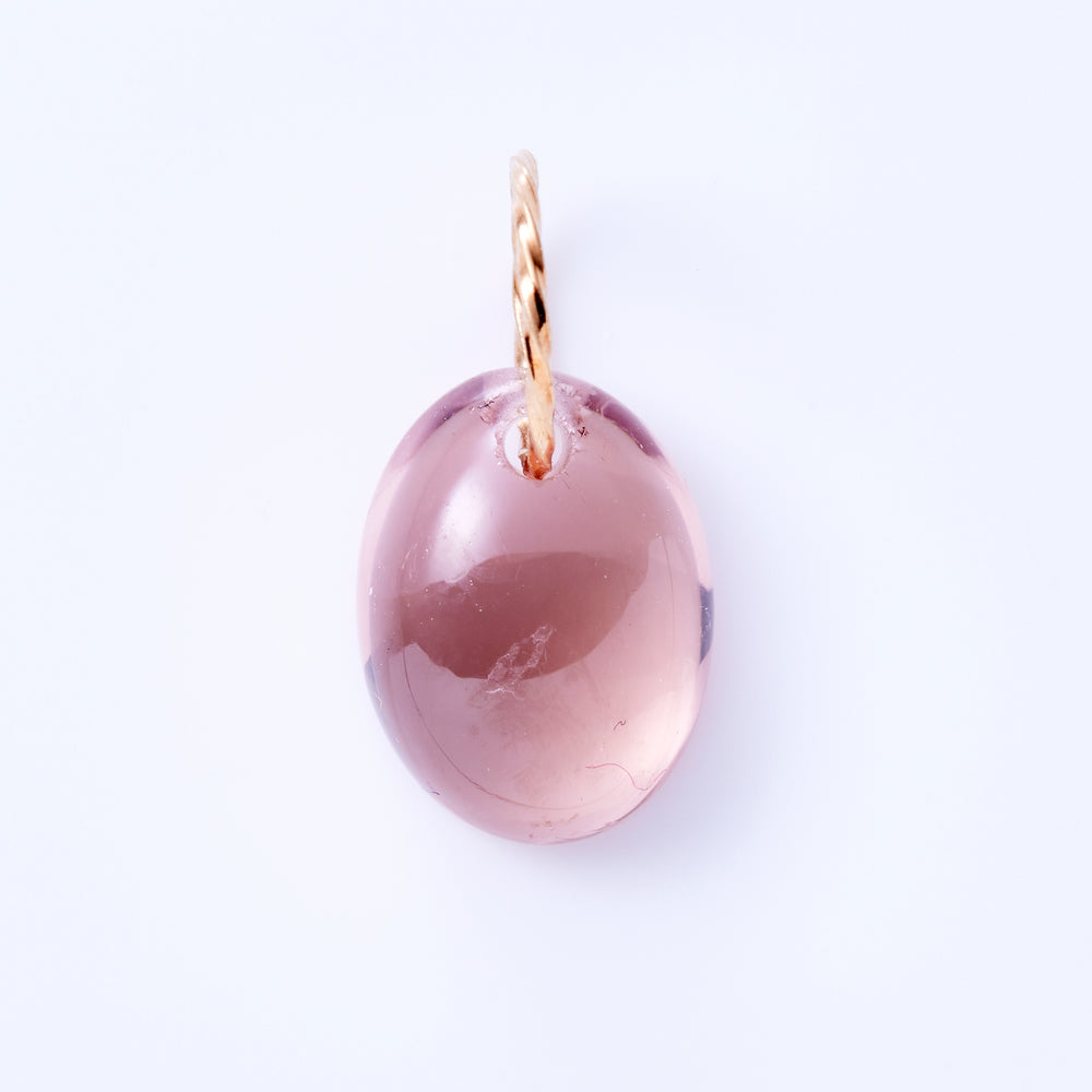 10K Yellow Gold Tourmaline Cabochon OV Pink Pendant Top