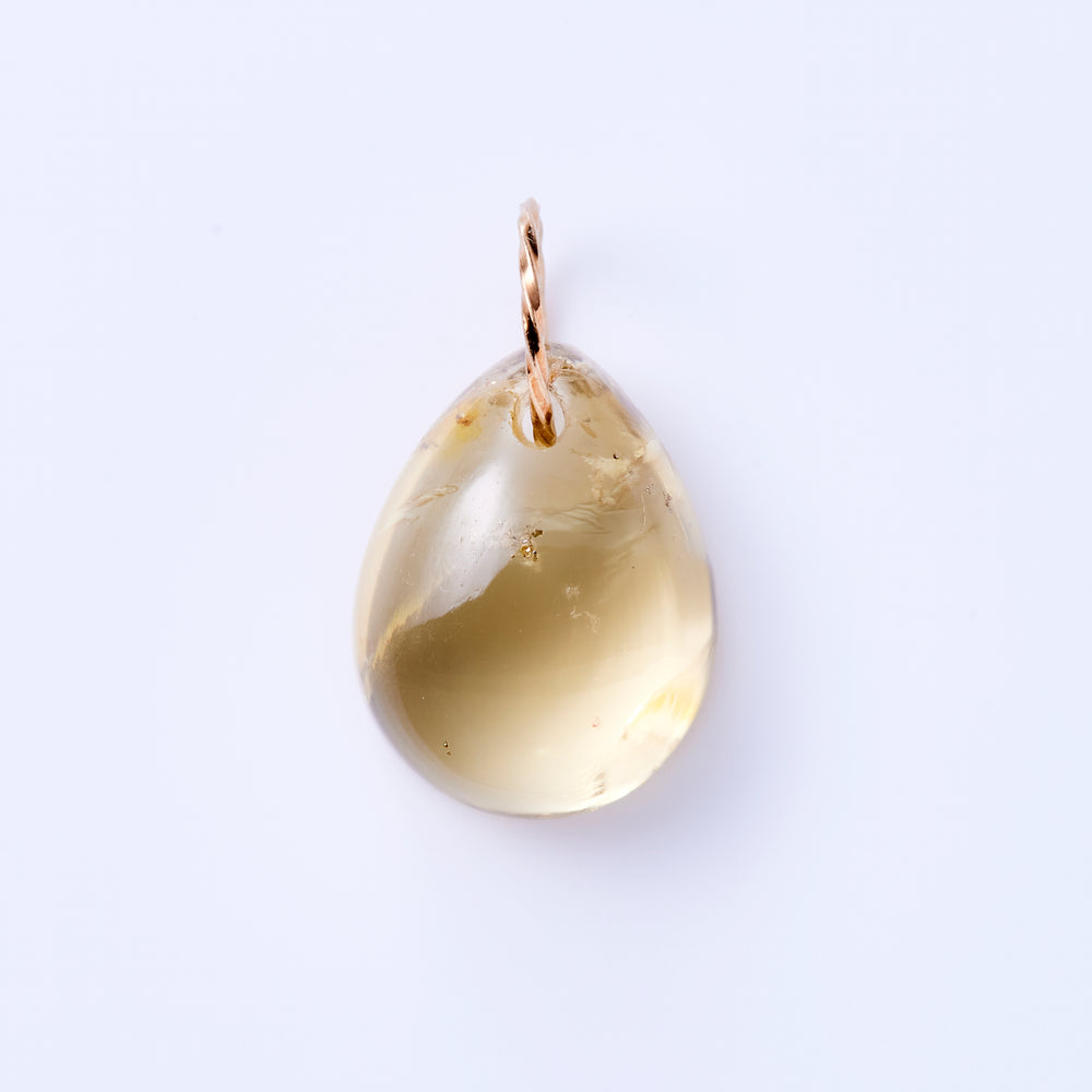 10K Yellow Gold Tourmaline PS Cabochon Light Yellow Pendant Top