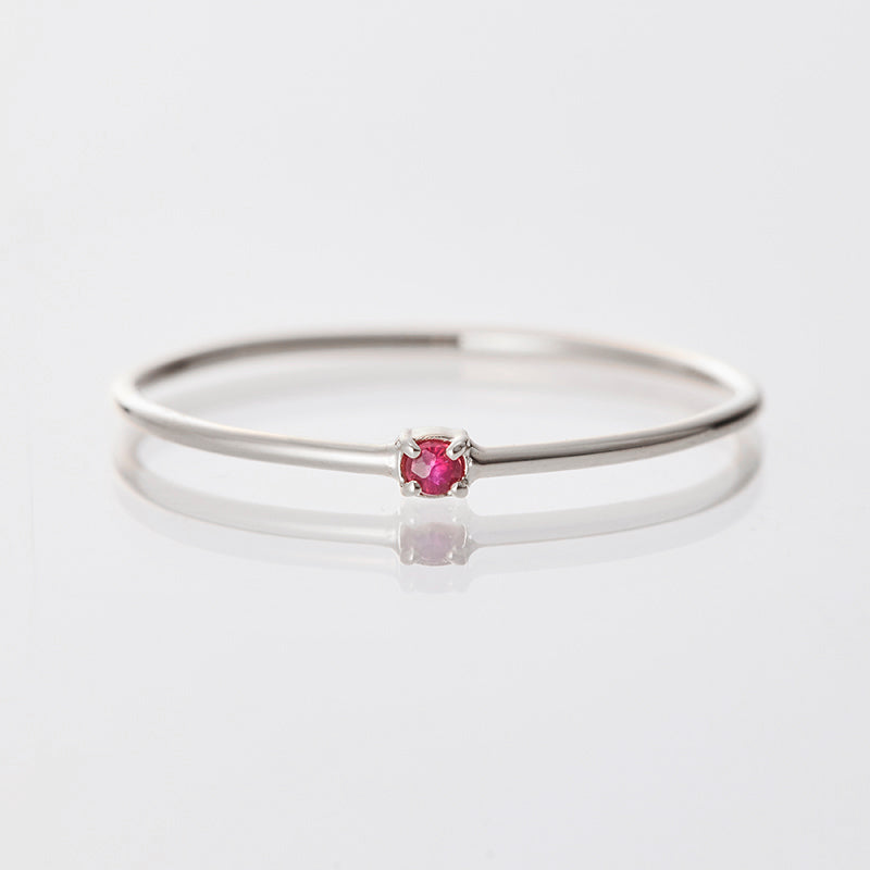 Web Exclusive [July Birthstone] PT900 Single Ruby Birthstone Ring / Birthstone Pinky Ring, Sizes 1-18 [Custom-Made]