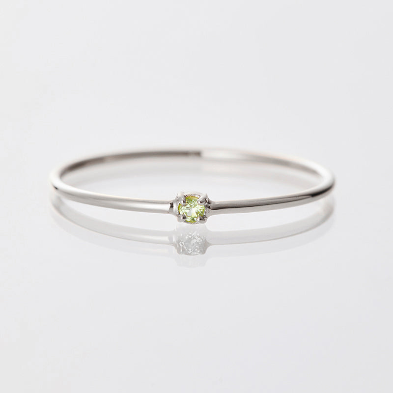 Web Exclusive [August Birthstone] PT900 Single Peridot Birthstone Ring / Birthstone Pinky Ring, Sizes 1-18 [Custom-Made]