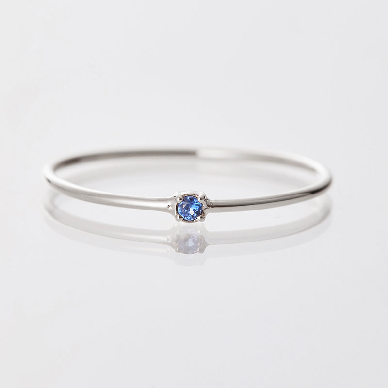 Web Exclusive [September Birthstone] PT900 Single Sapphire Birthstone Ring / Birthstone Pinky Ring, Sizes 1-18 [Custom-Made]