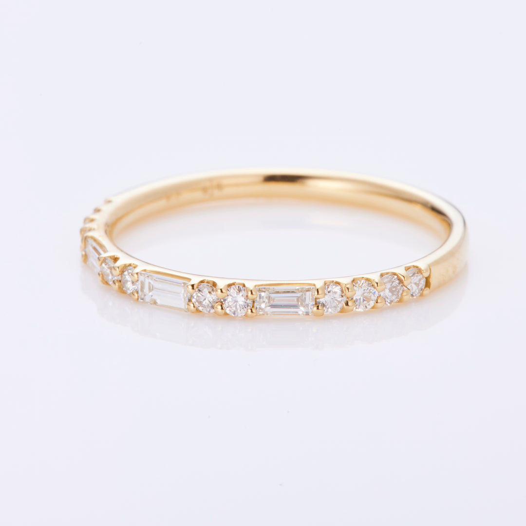 K18YG バゲットカットダイヤ リング