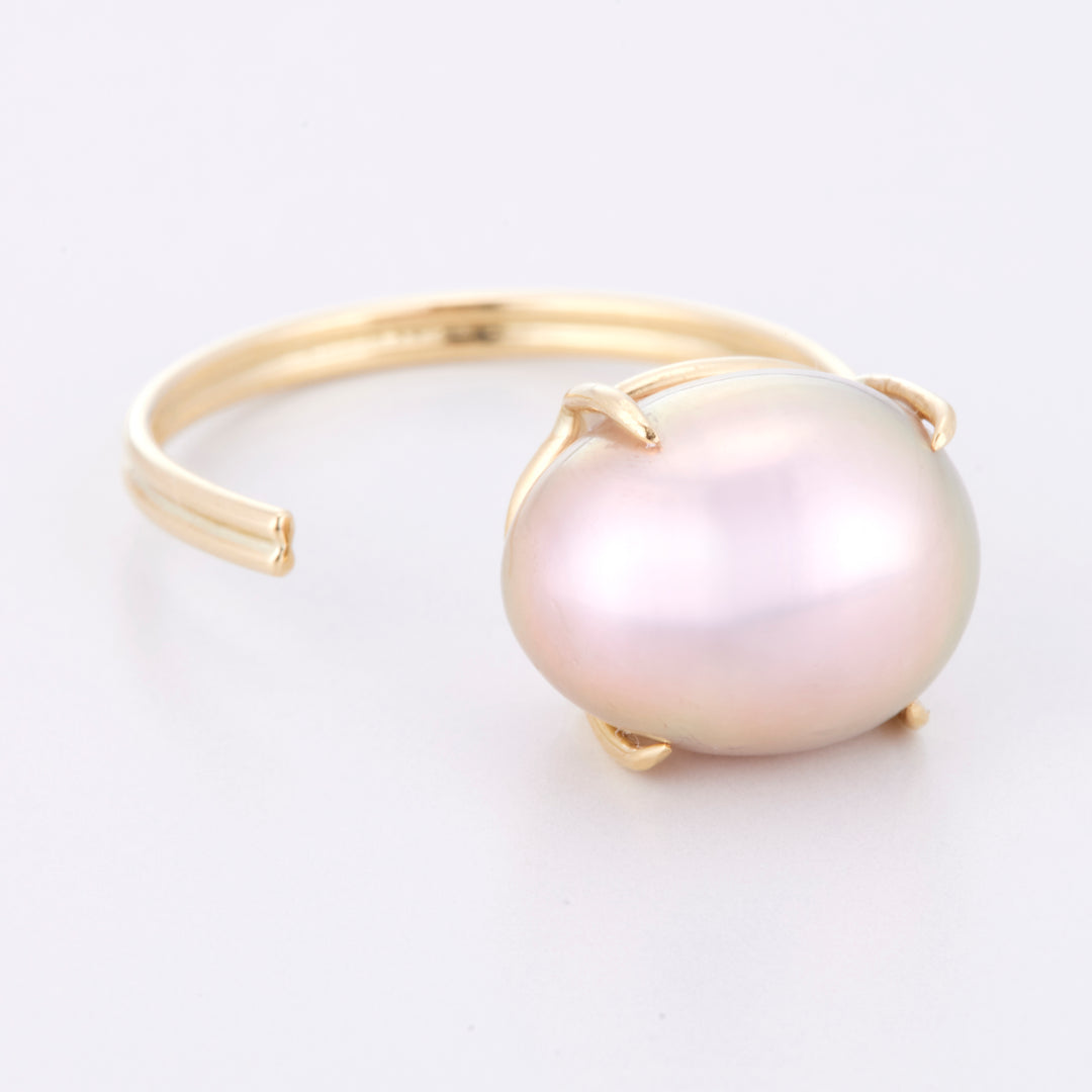 K18YG パール メタリック オーブ リング