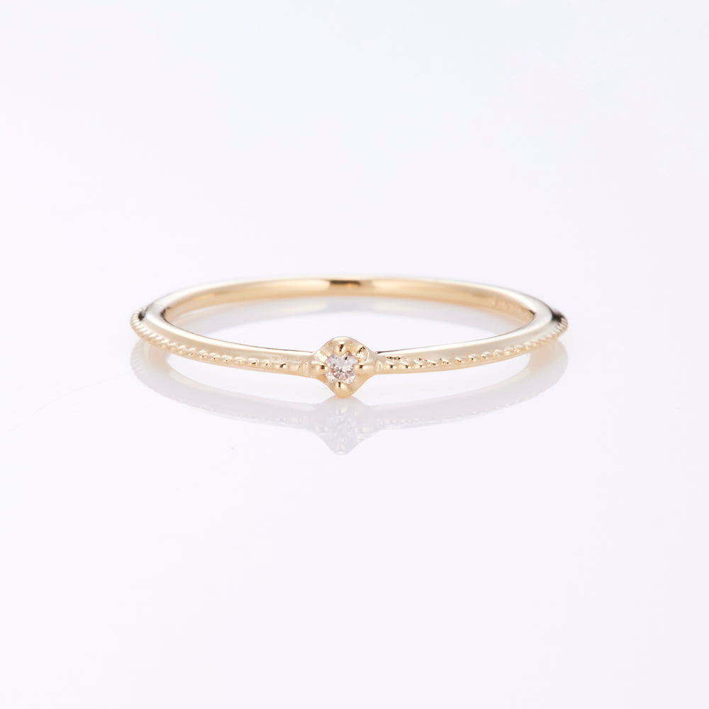 Center milled diamond pinky ring K10YG