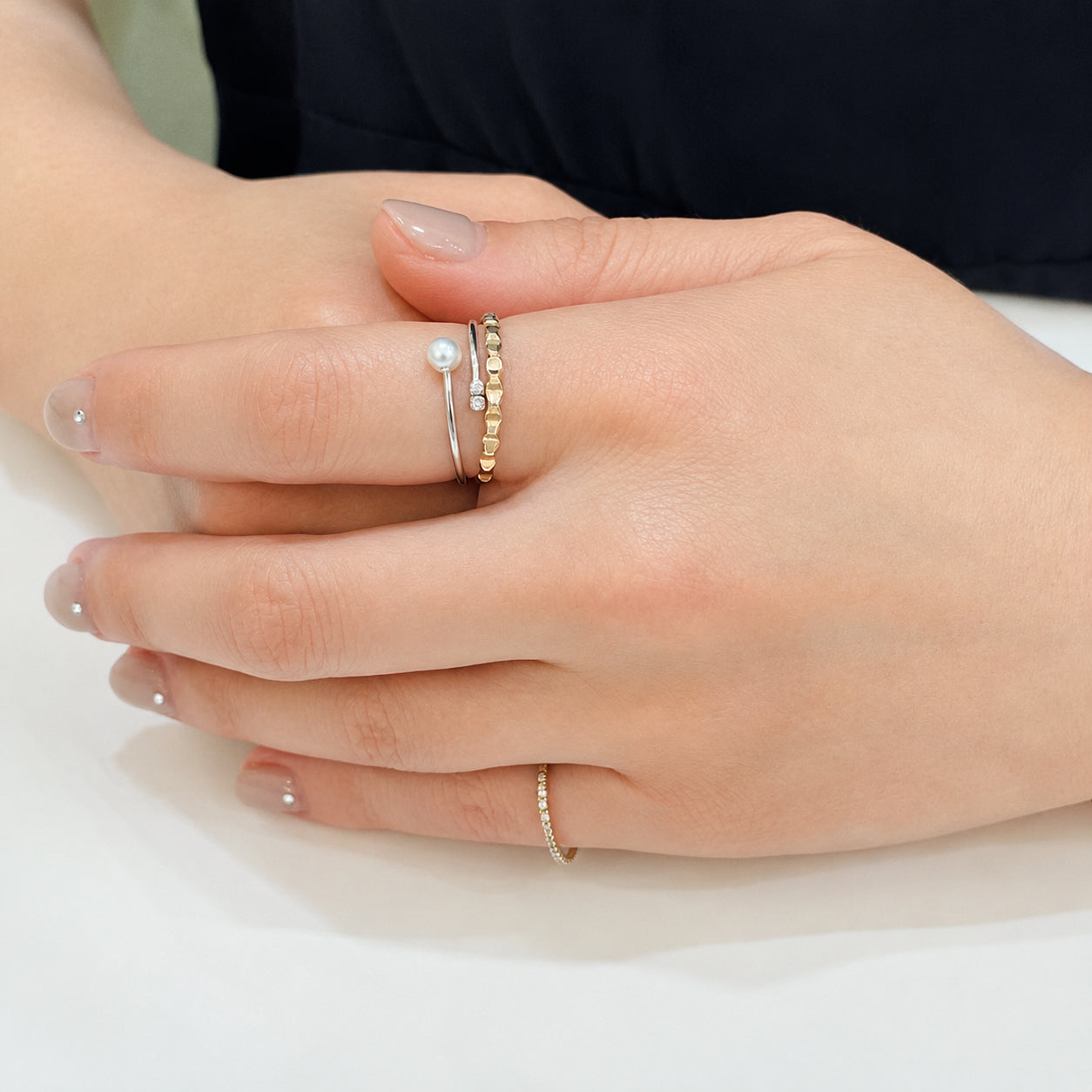 Pt900 ブランシュ アコヤパール ダイヤ リング – COLETTE GIFT