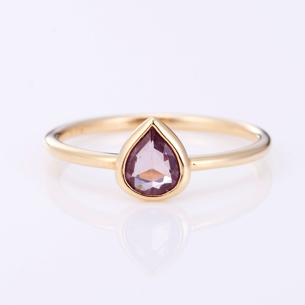 K10YG Precious Sapphire Drop Ring Rose Pink