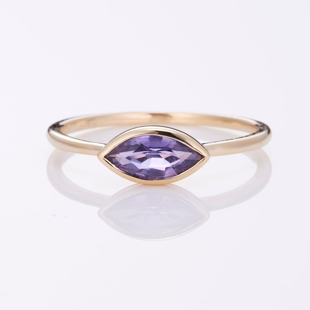Precious Sapphire Marquise Slip Ring in Purple, 10K Yellow Gold
