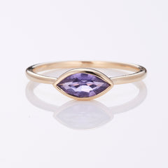 Precious Sapphire Marquise Slip Ring in Purple, 10K Yellow Gold