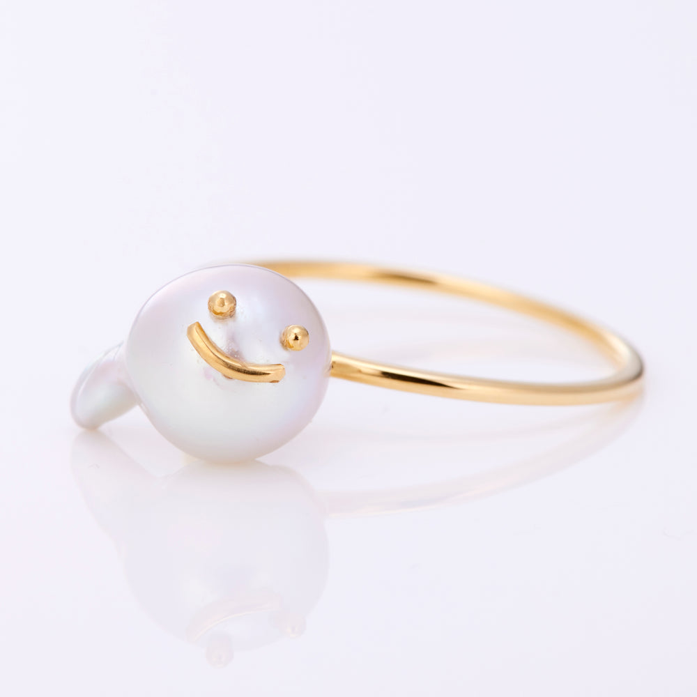 K18YG Akoya Pearl Phantom Ring