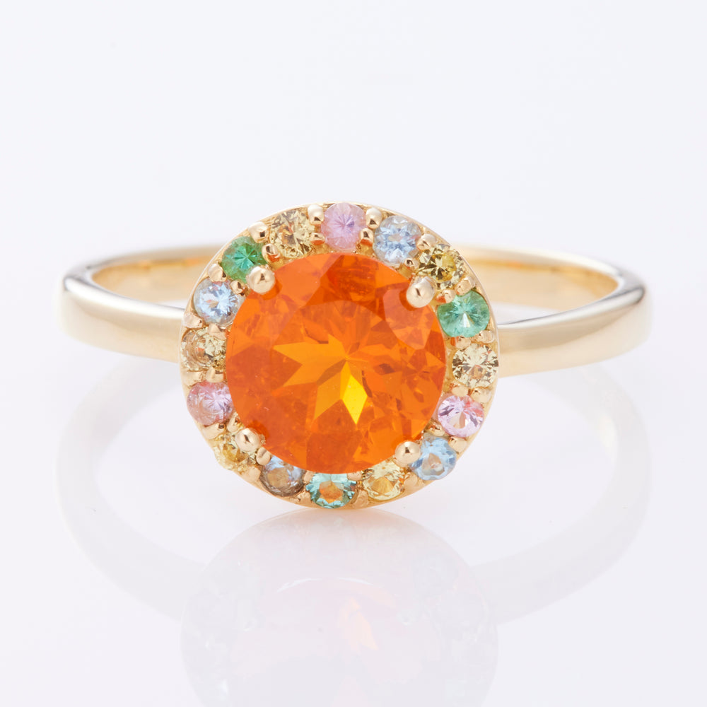 K18YG Fire Opal Precious Flower Ring