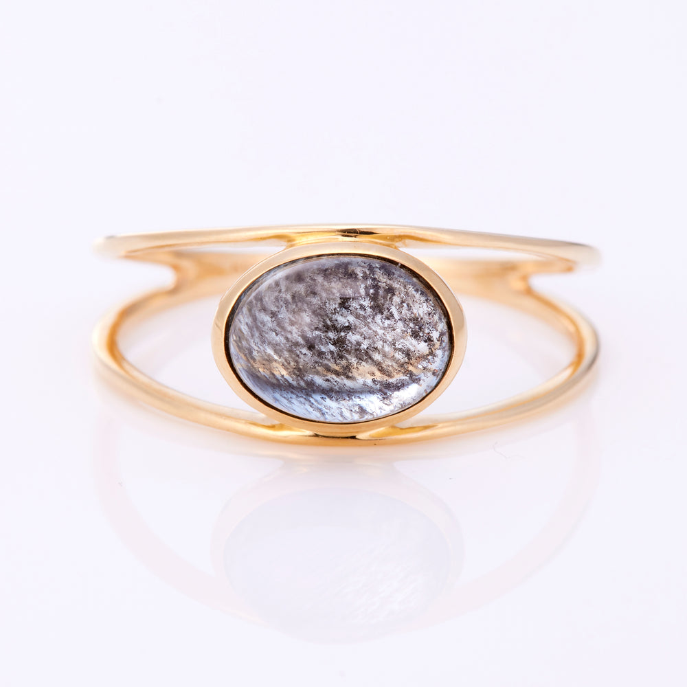 K10YG Moss Aquamarine Eye Ring