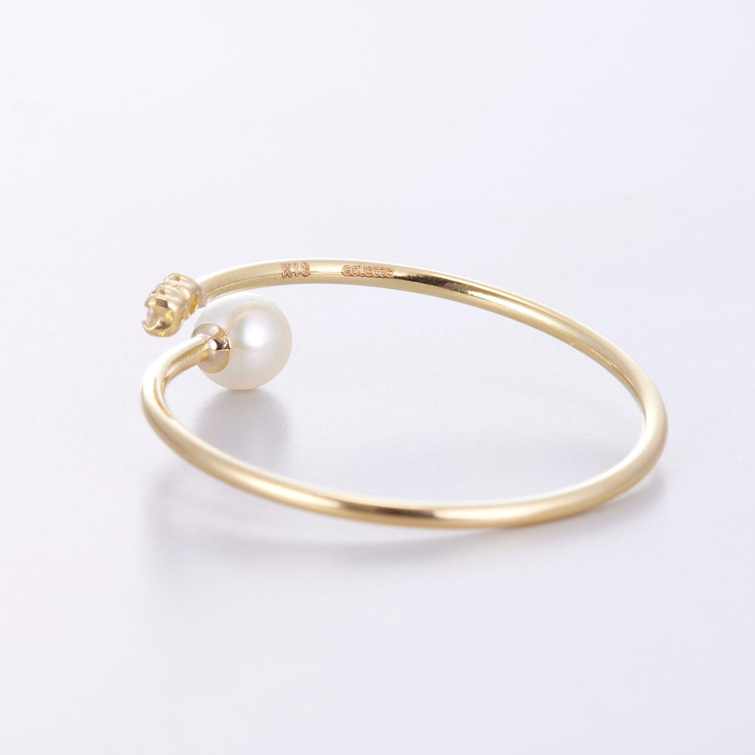 K18YG Akoya pearl x diamond ring