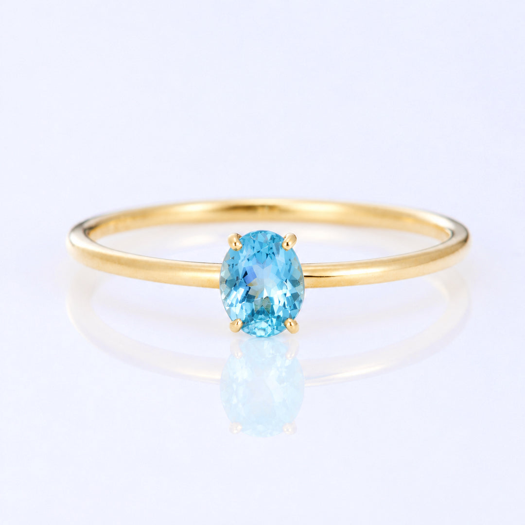 K18YG Neon Blue Apatite OV Ring