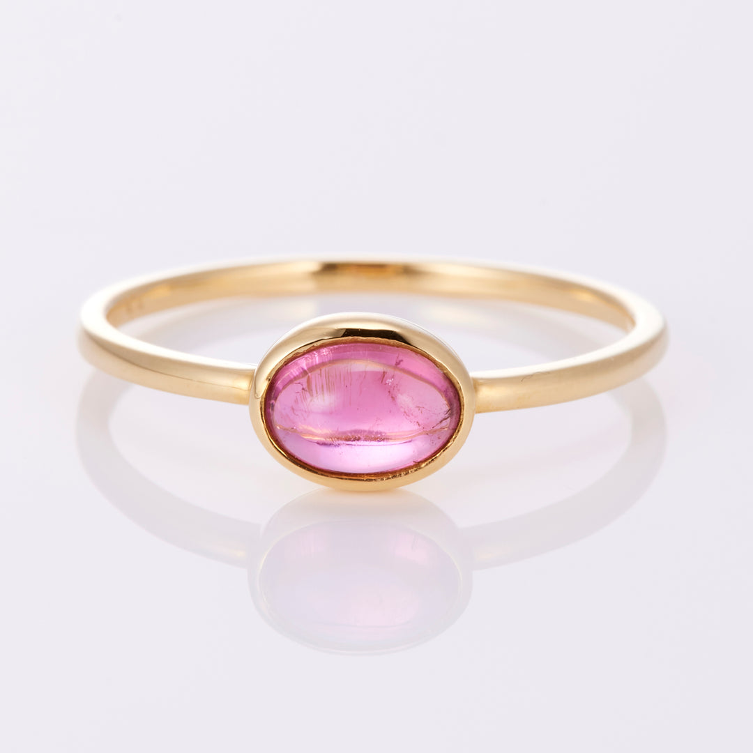 K18YG ピンクトルマリン ゴールド枠リング