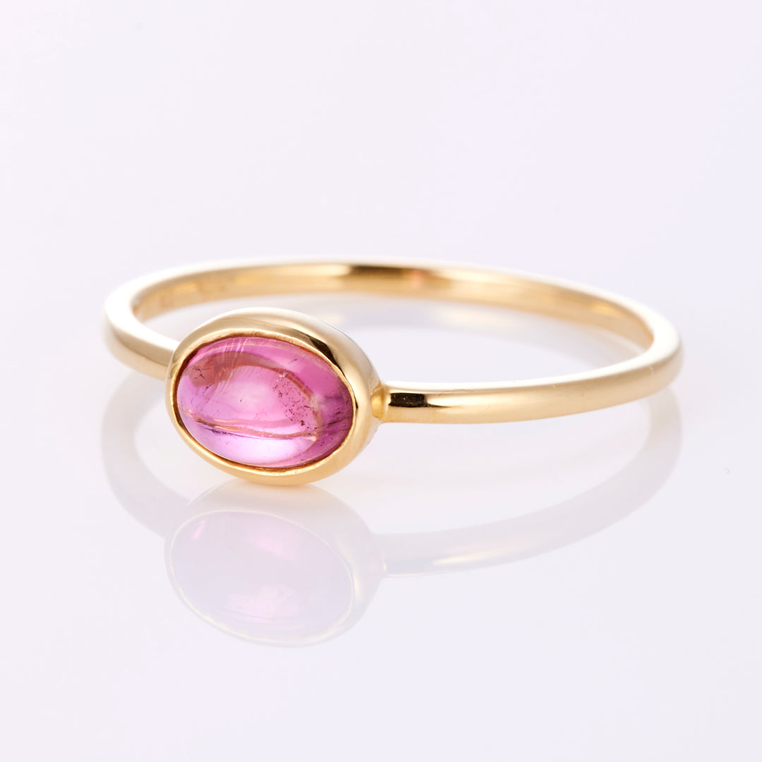 K18YG ピンクトルマリン ゴールド枠リング